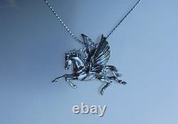 Pegasus necklace sterling silver pendant & chain Made in USA HANDMADE by artist