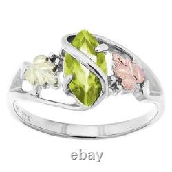 Peridot Sterling Silver Black Hills Gold Ring / Custom Made in USA Gift Box