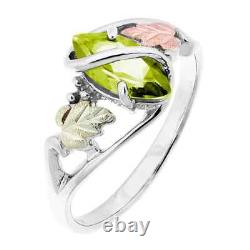 Peridot Sterling Silver Black Hills Gold Ring / Custom Made in USA Gift Box
