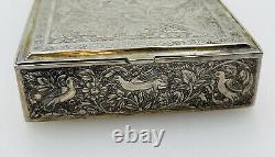 Persian Antique Sterling Silver Hand Made Ornate Griffins Birds Floral Box