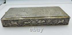 Persian Antique Sterling Silver Hand Made Ornate Griffins Birds Floral Box