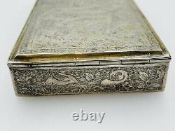 Persian Antique Sterling Silver Hand Made Ornate Griffins Birds Floral Box