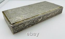 Persian Antique Sterling Silver Hand Made Ornate Griffins Birds Floral Box