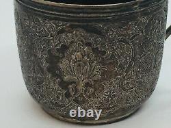 Persian Antique Sterling Silver Hand Made Ornate Tea Cup