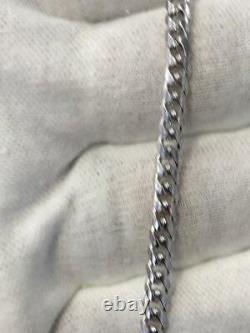 Platinum Over Sterling Silver. 925 Miami Cuban Italian Made 4mm Necklace 18 L