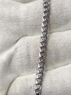 Platinum Over Sterling Silver. 925 Miami Cuban Italian Made 4mm Necklace 18 L