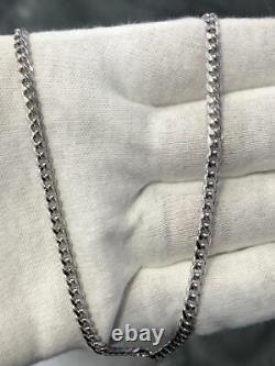 Platinum Over Sterling Silver. 925 Miami Cuban Italian Made 4mm Necklace 18 L