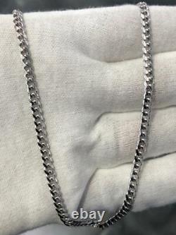 Platinum Over Sterling Silver. 925 Miami Cuban Italian Made 4mm Necklace 18 L