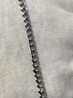 Platinum Over Sterling Silver. 925 Miami Cuban Italian Made 4mm Necklace 18 L