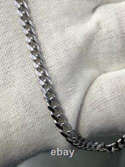 Platinum Over Sterling Silver. 925 Miami Cuban Italian Made 4mm Necklace 18 L