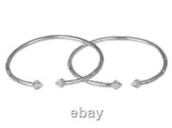 Pointy Bulb. 925 Sterling Silver West Indian Bangles (Pair) (MADE IN USA)