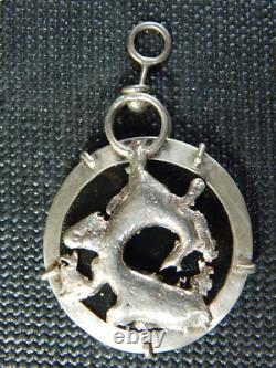 Pre-Owned Custom Made Sterling Silver Green Jade Pendant Unmarked Unsigned