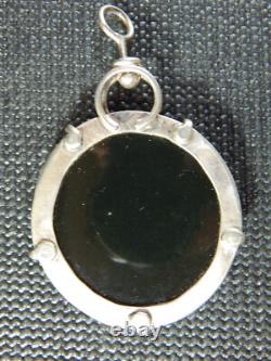 Pre-Owned Custom Made Sterling Silver Green Jade Pendant Unmarked Unsigned