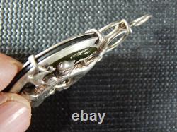 Pre-Owned Custom Made Sterling Silver Green Jade Pendant Unmarked Unsigned