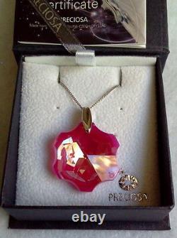 Preciosa Brand Sterling Silver Crystal Fuchsia Pink Necklace Czech Made