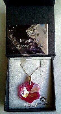 Preciosa Brand Sterling Silver Crystal Fuchsia Pink Necklace Czech Made