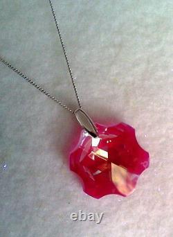 Preciosa Brand Sterling Silver Crystal Fuchsia Pink Necklace Czech Made