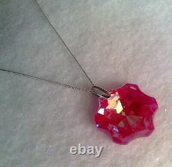 Preciosa Brand Sterling Silver Crystal Fuchsia Pink Necklace Czech Made