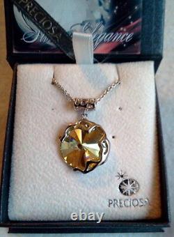 Preciosa Brand Sterling Silver Golden Topaz Crystal Artisan Necklace-czech Made