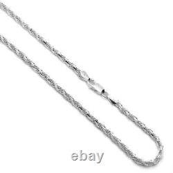 Pure 4mm 925 Sterling Silver Italian Rope Chain Necklace made in italy