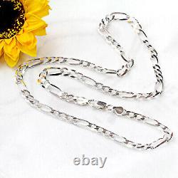 Pure 6mm 925 Sterling Silver Italian Figaro Link Chain Necklace made in italy
