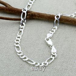 Pure 7mm 925 Sterling Silver Italian Figaro Link Chain Necklace made in italy