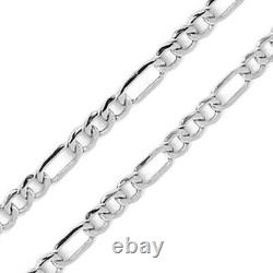 Pure 7mm 925 Sterling Silver Italian Figaro Link Chain Necklace made in italy