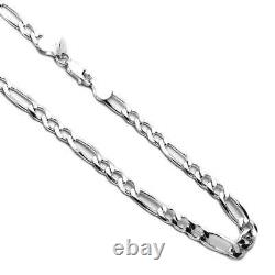 Pure 9mm 925 Sterling Silver Italian Figaro Link Chain Necklace made in italy