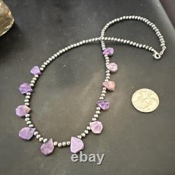 Purple Charoite Teardrop Navajo Pearls Sterling Silver Necklace 20 17933