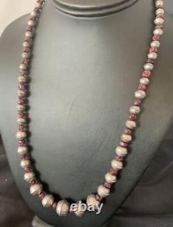 Purple Spiny Oyster Navajo Pearls Sterling Silver Bead Necklace 95507
