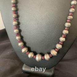 Purple Spiny Oyster Navajo Pearls Sterling Silver Bead Necklace 95507