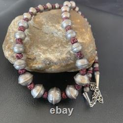 Purple Spiny Oyster Navajo Pearls Sterling Silver Bead Necklace 95507