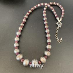 Purple Spiny Oyster Navajo Pearls Sterling Silver Bead Necklace 95507