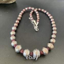 Purple Spiny Oyster Navajo Pearls Sterling Silver Bead Necklace 95507