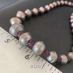 Purple Spiny Oyster Navajo Pearls Sterling Silver Bead Necklace 95507