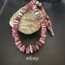 Purple Spiny Oyster Navajo Pearls Sterling Silver Necklace 22 16703