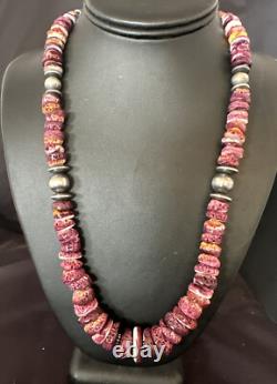 Purple Spiny Oyster Navajo Pearls Sterling Silver Necklace 22 16703