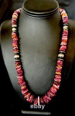 Purple Spiny Oyster Navajo Pearls Sterling Silver Necklace 22 16703