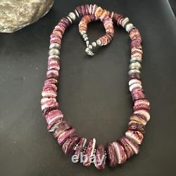 Purple Spiny Oyster Navajo Pearls Sterling Silver Necklace 22 16703