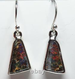 Queensland Boulder Opal Hand Made Silver Earrings