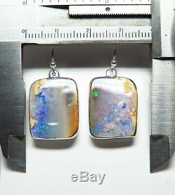 Queensland Boulder Opal Hand Made Silver Earrings