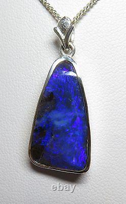 Queensland Boulder Opal Hand Made bright Silver Pendant