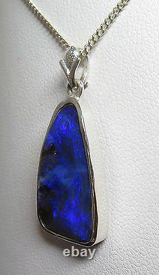 Queensland Boulder Opal Hand Made bright Silver Pendant