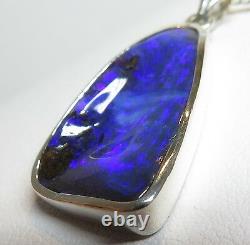 Queensland Boulder Opal Hand Made bright Silver Pendant