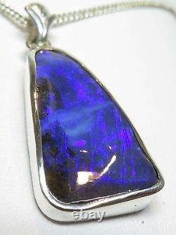 Queensland Boulder Opal Hand Made bright Silver Pendant