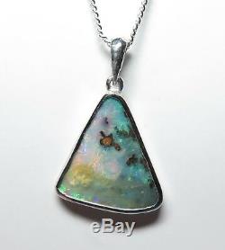 Queensland Boulder Opal Pendant Hand Made Silver Natural Australian Stone