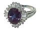 R7509S 8x10mm Oval Cut Color Changing Lab-Made Alexandrite Sterling Silver Ring