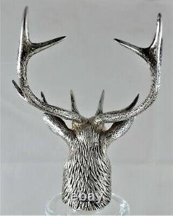 RARE Large Sterling Silver Stag Head & Crystal Decanter Made for Glenfiddich