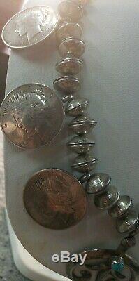 RARE! Old pawn vintage coin squash blossom Navajo made
