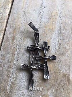 RARE antique 1910, sterling silver cross made in Finland lovely made, 7g